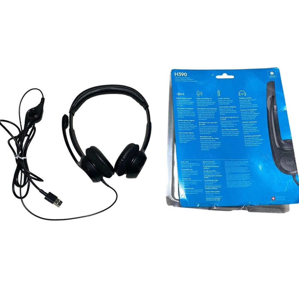 Logitech H390 USB Wired Noise Canceling Headset Black